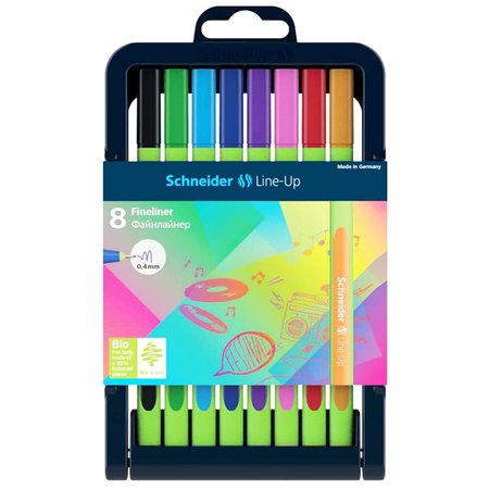 SCHNEIDER PEN Line-Up Fineliner Pens with Case, 8 Colors 191098